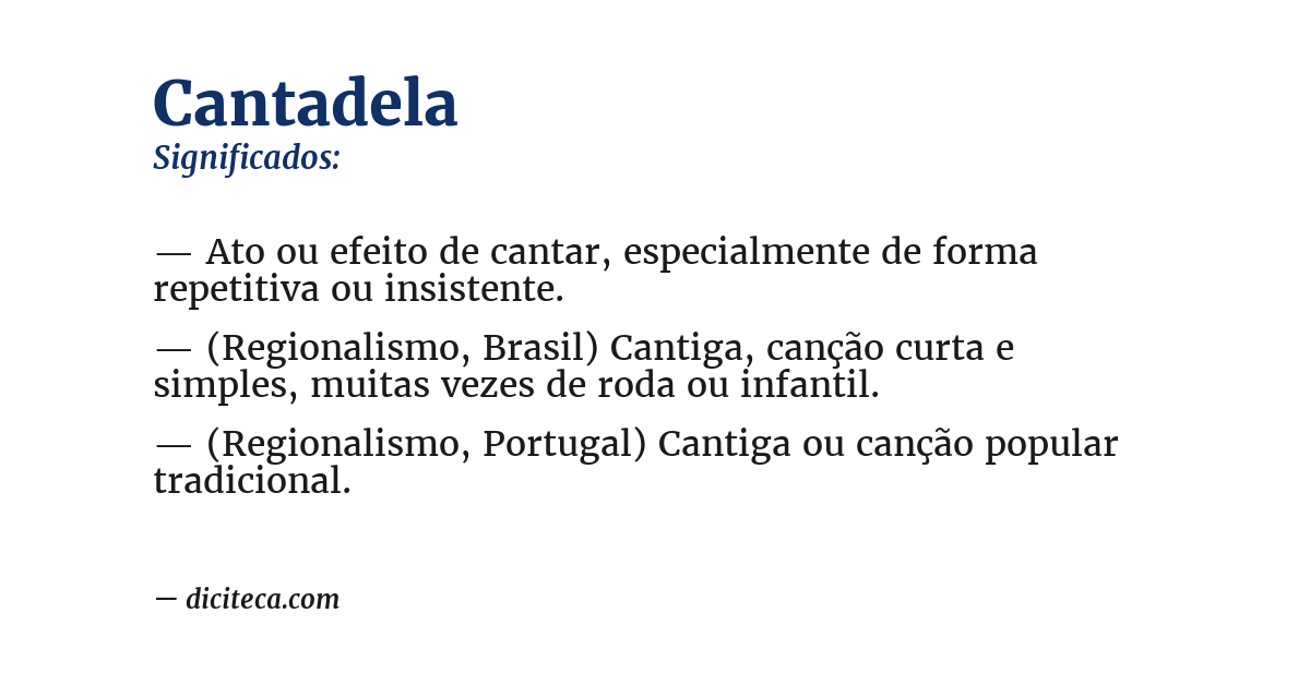 Significado de cantadela