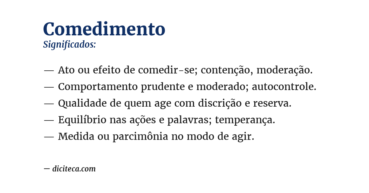 Significado de comedimento