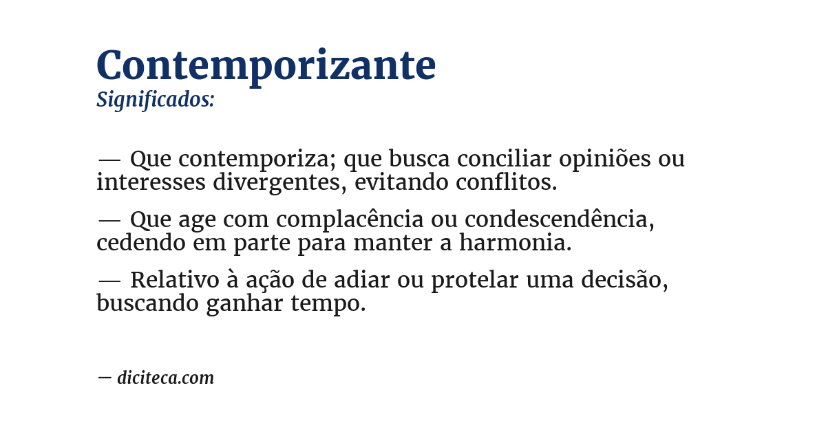 Significado de contemporizante