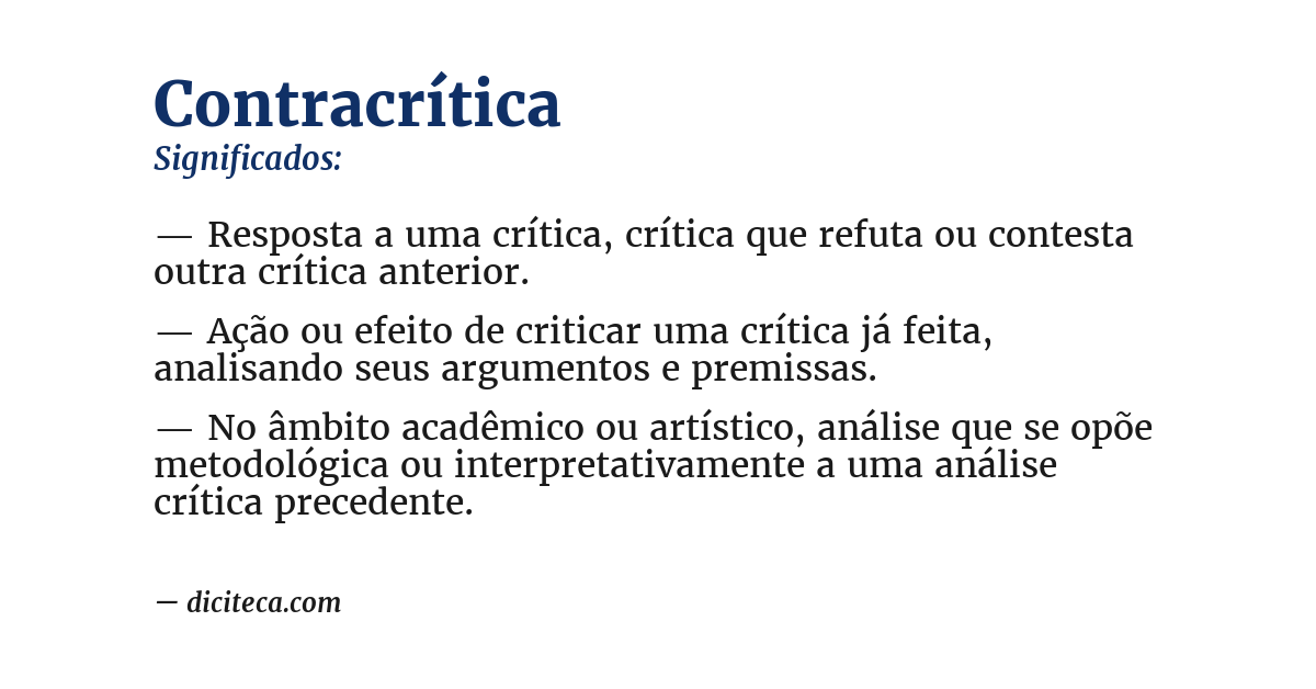 Significado de contracrítica