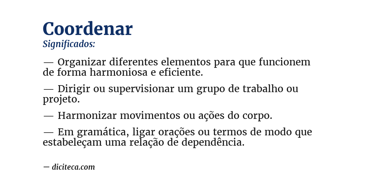 Significado de coordenar
