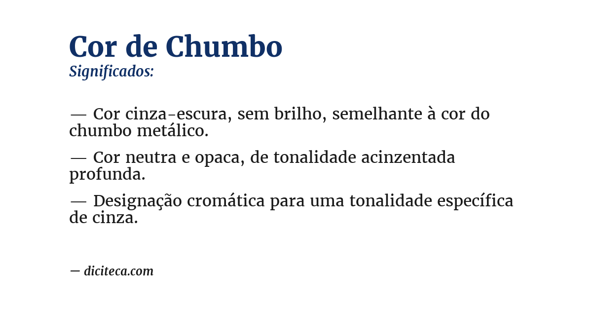Significado de cor de chumbo
