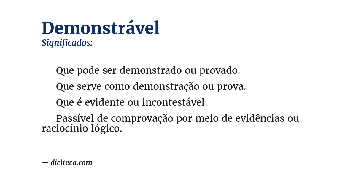 Significado de demonstrável