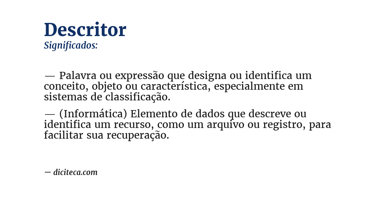 Significado de descritor