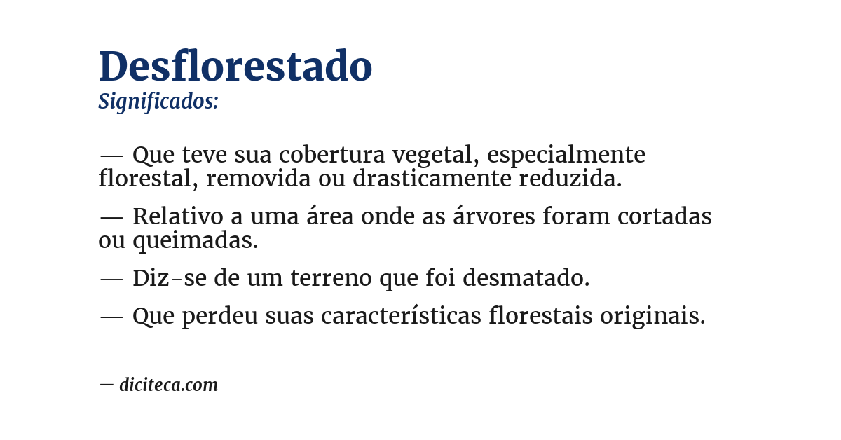Significado de desflorestado