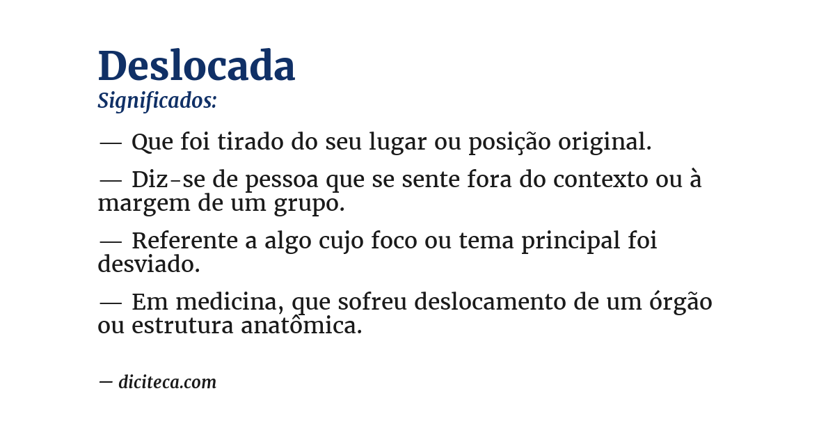 Significado de deslocada