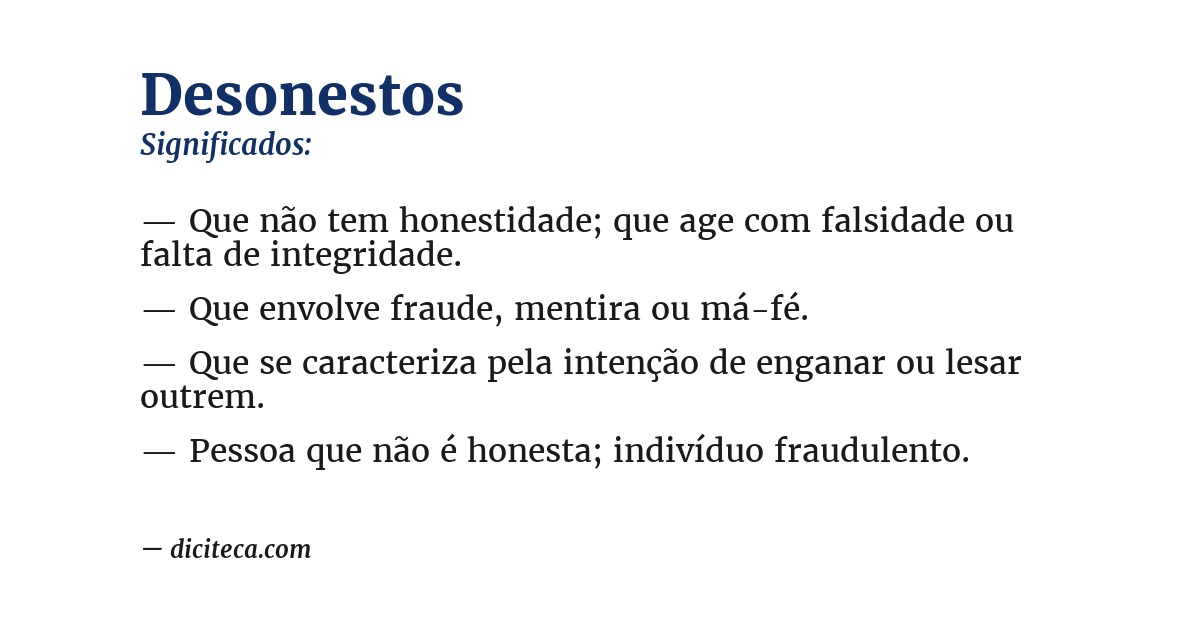 Significado de desonestos