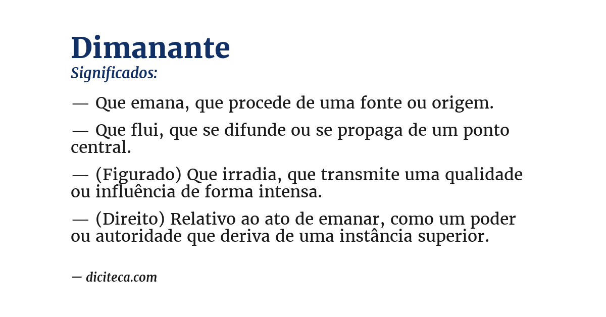 Significado de dimanante