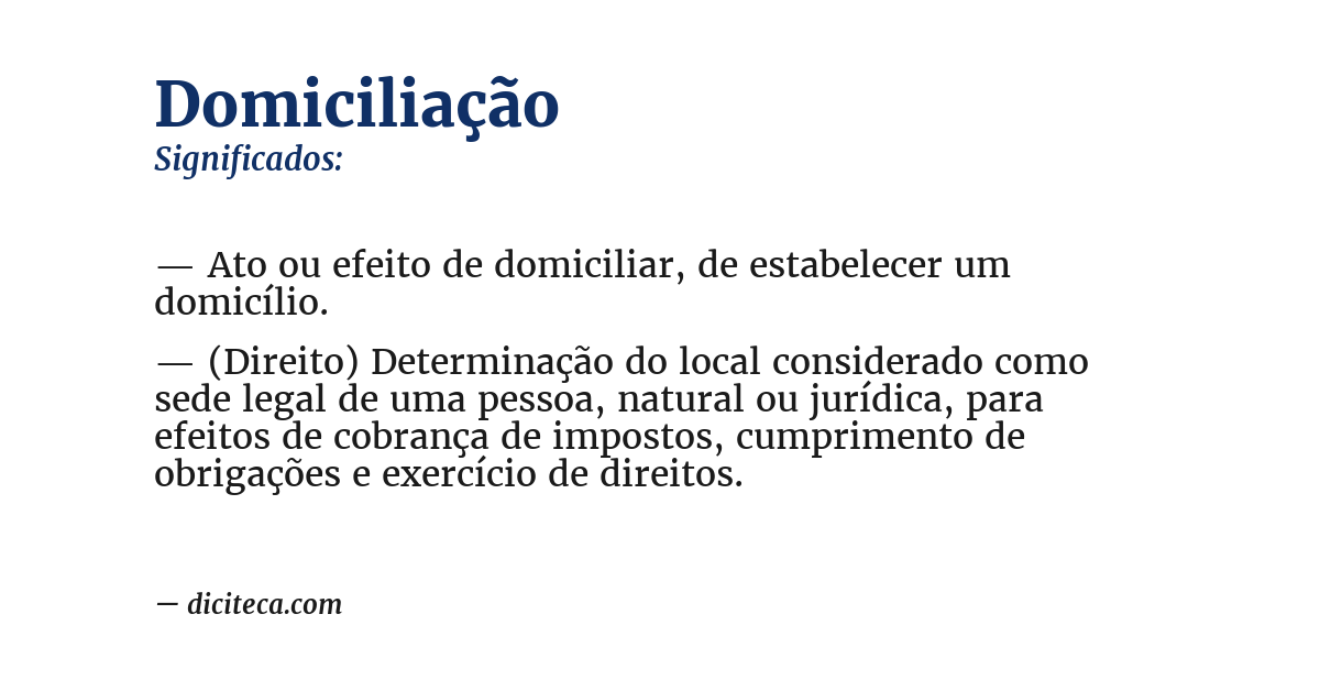 Significado de domiciliação