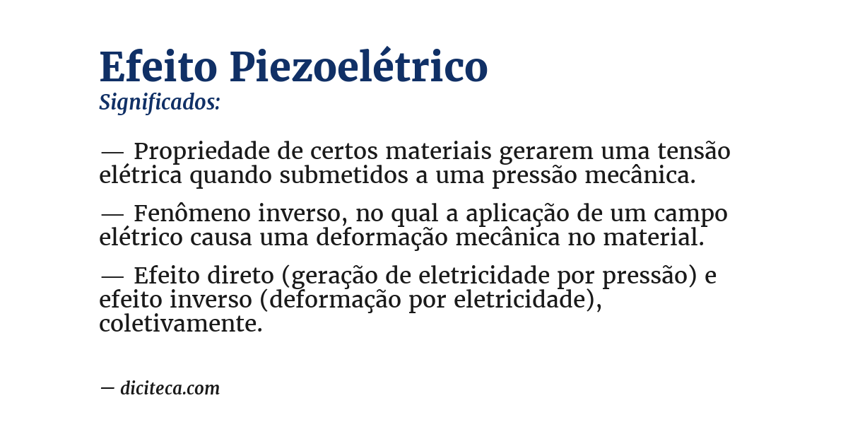 Significado de efeito piezoelétrico