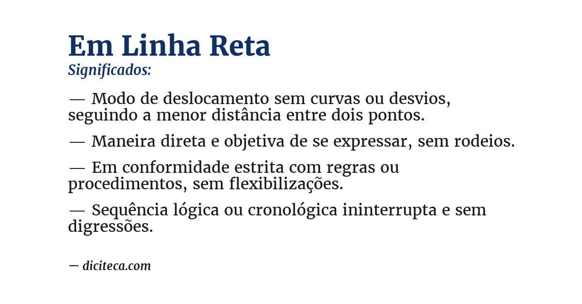 Significado de em linha reta