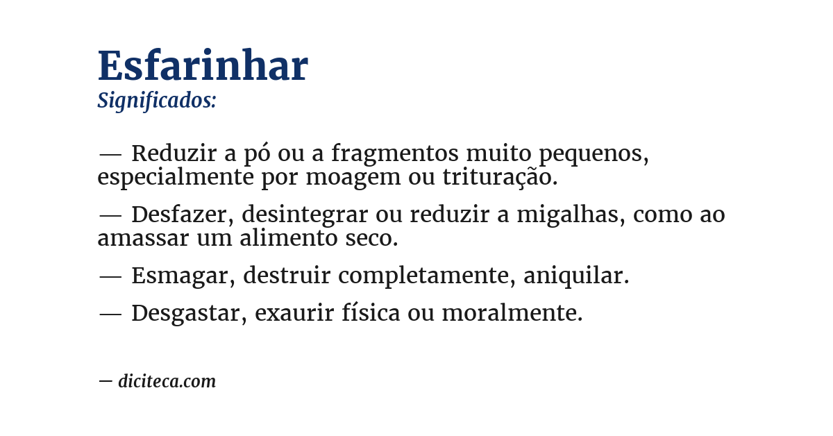 Significado de esfarinhar