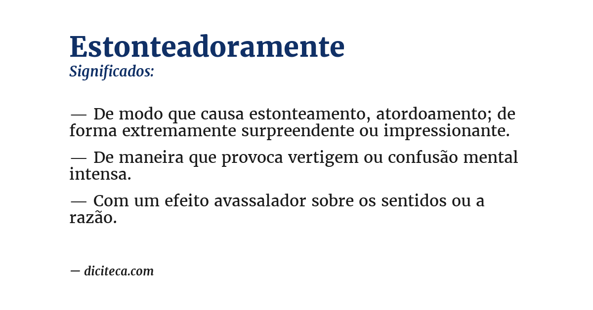 Significado de estonteadoramente