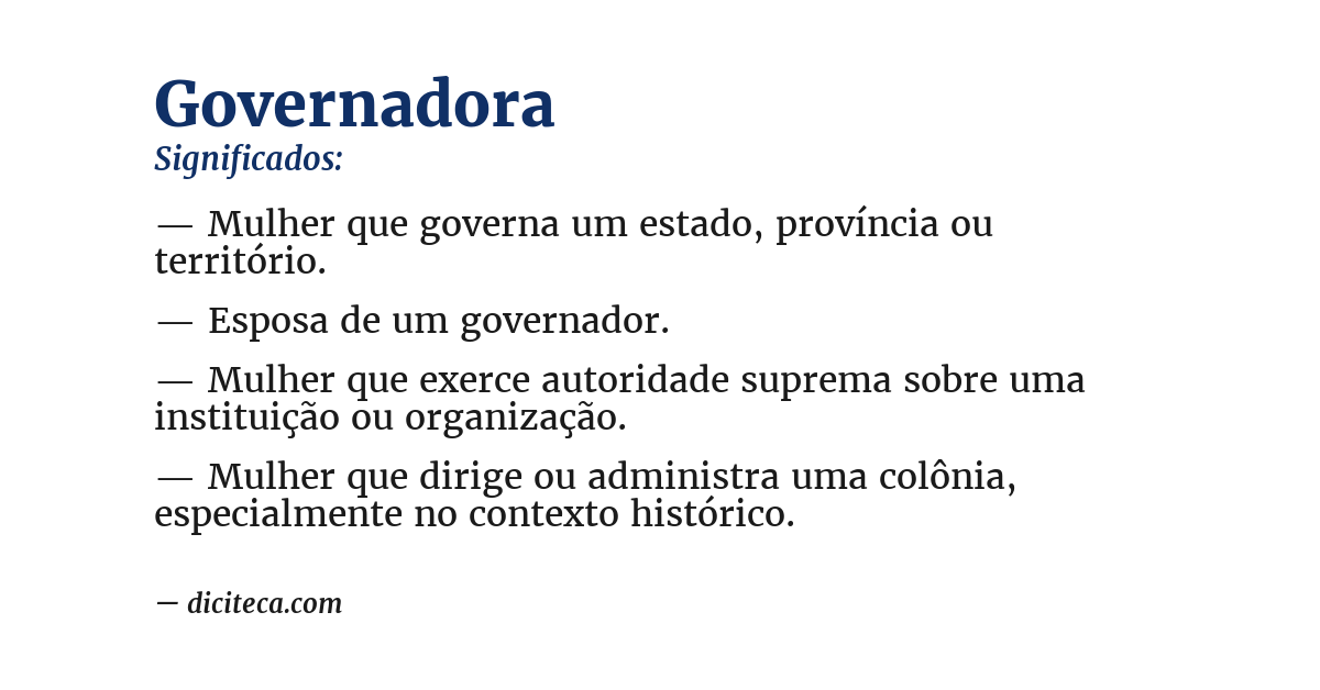 Significado de governadora