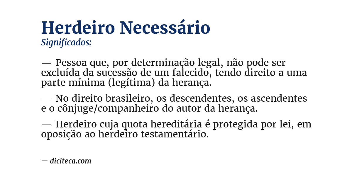 Significado de herdeiro necessário