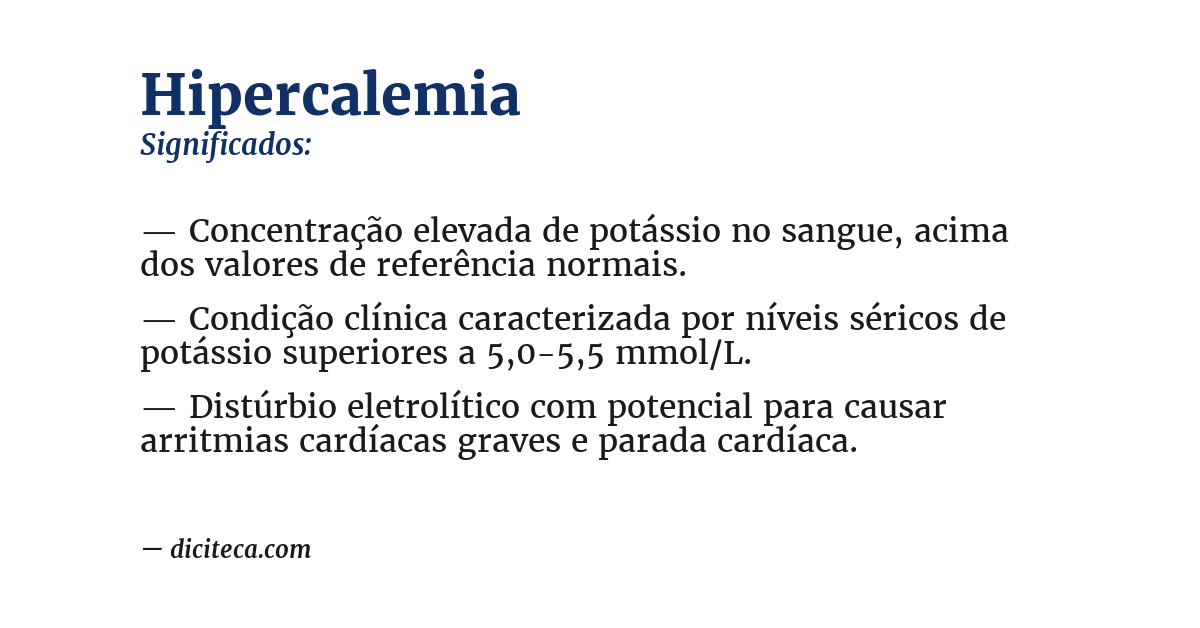 Significado de hipercalemia