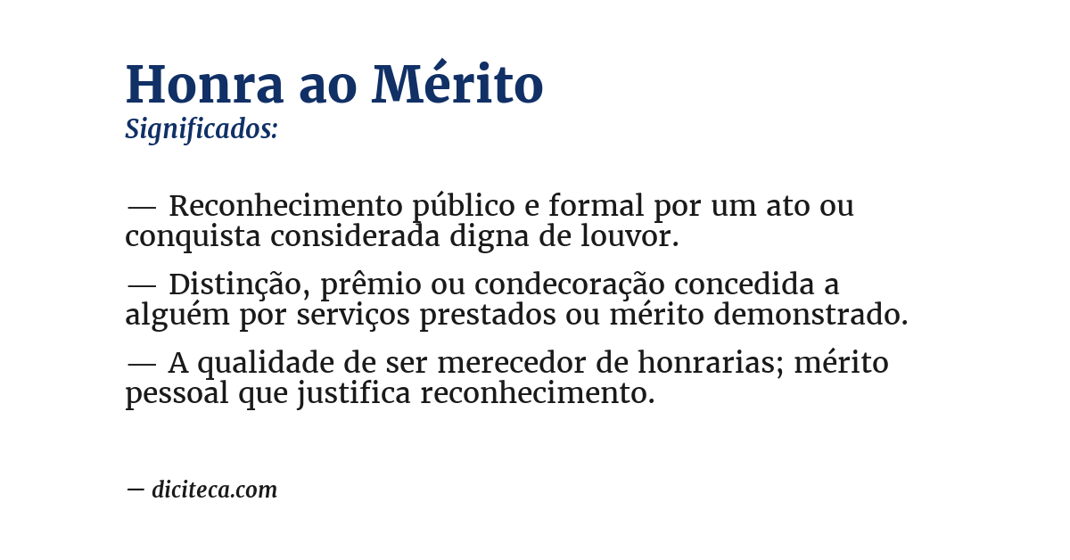 Significado de honra ao mérito