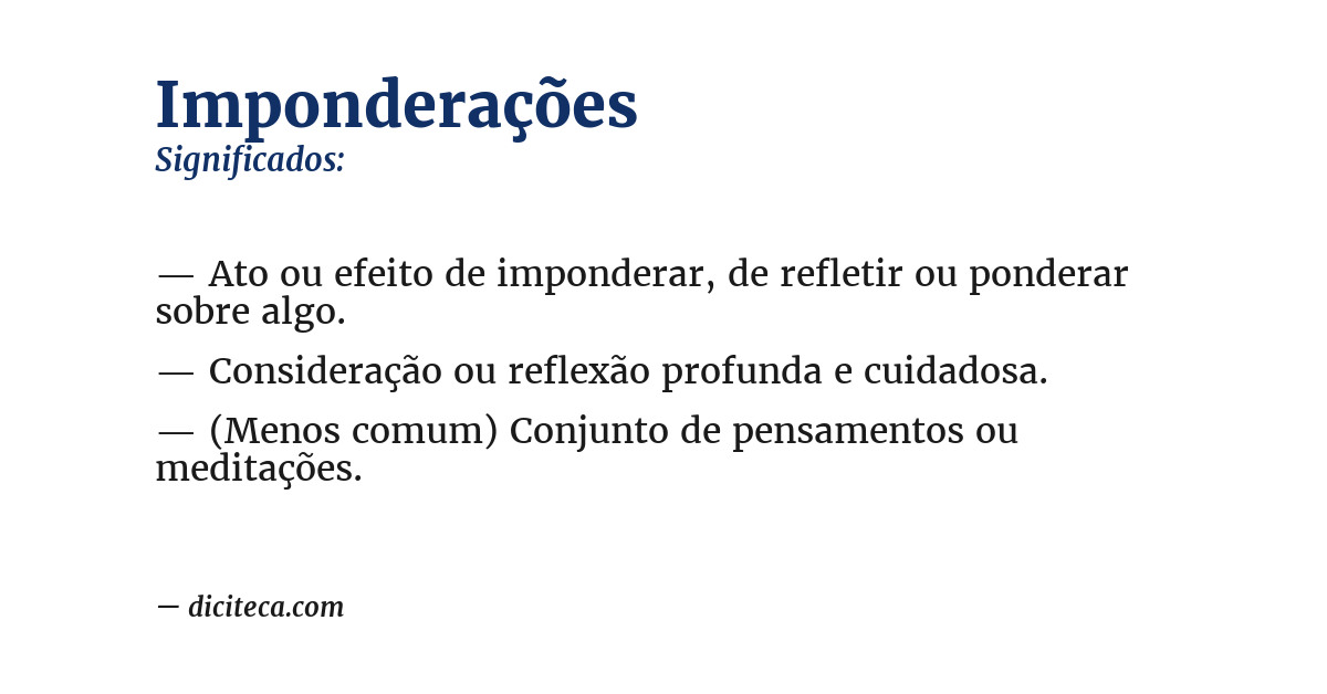 Significado de imponderações