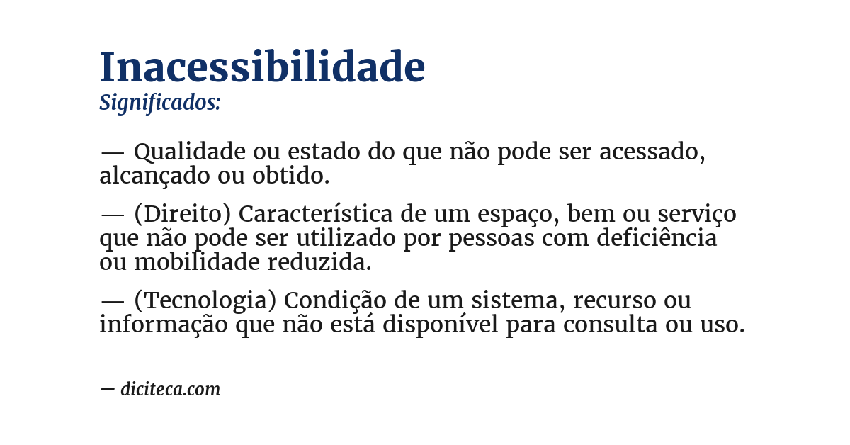 Significado de inacessibilidade