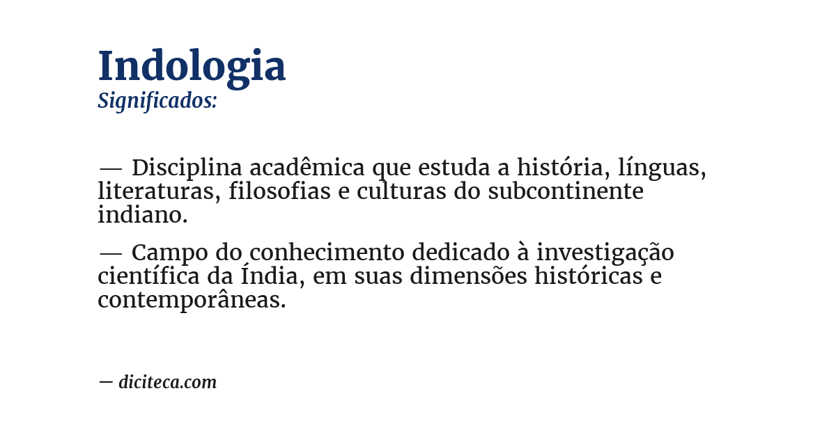 Significado de indologia