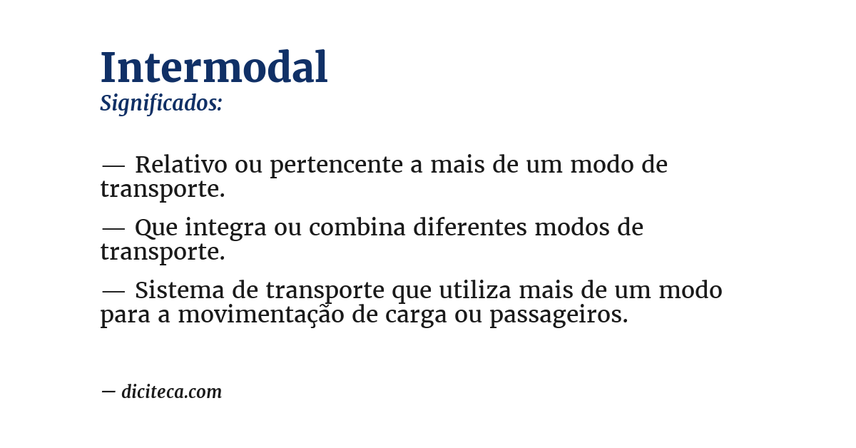 Significado de intermodal