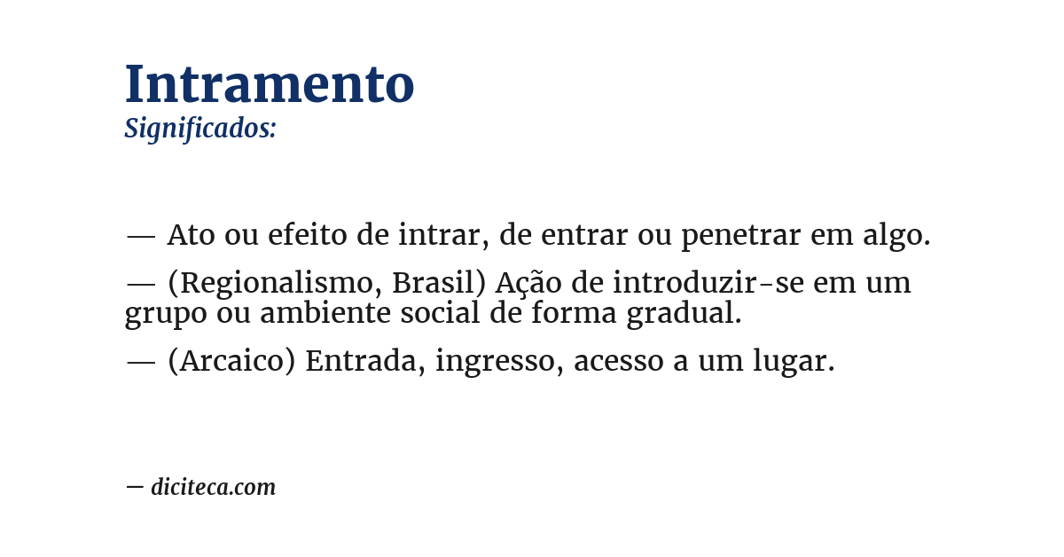 Significado de intramento