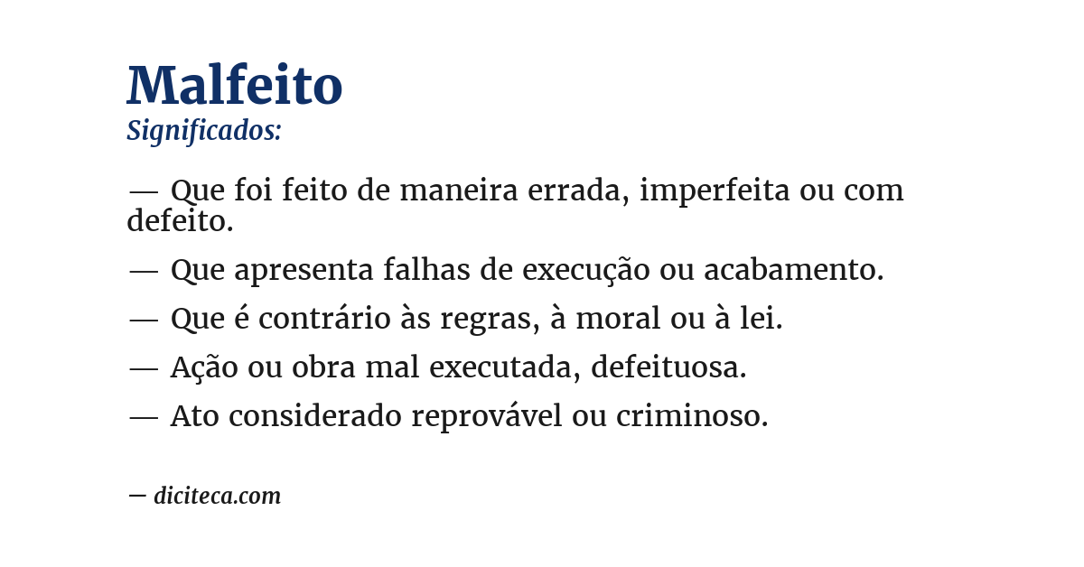 Significado de malfeito