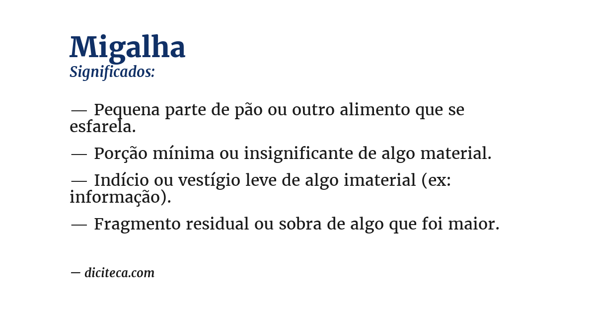 Significado de migalha