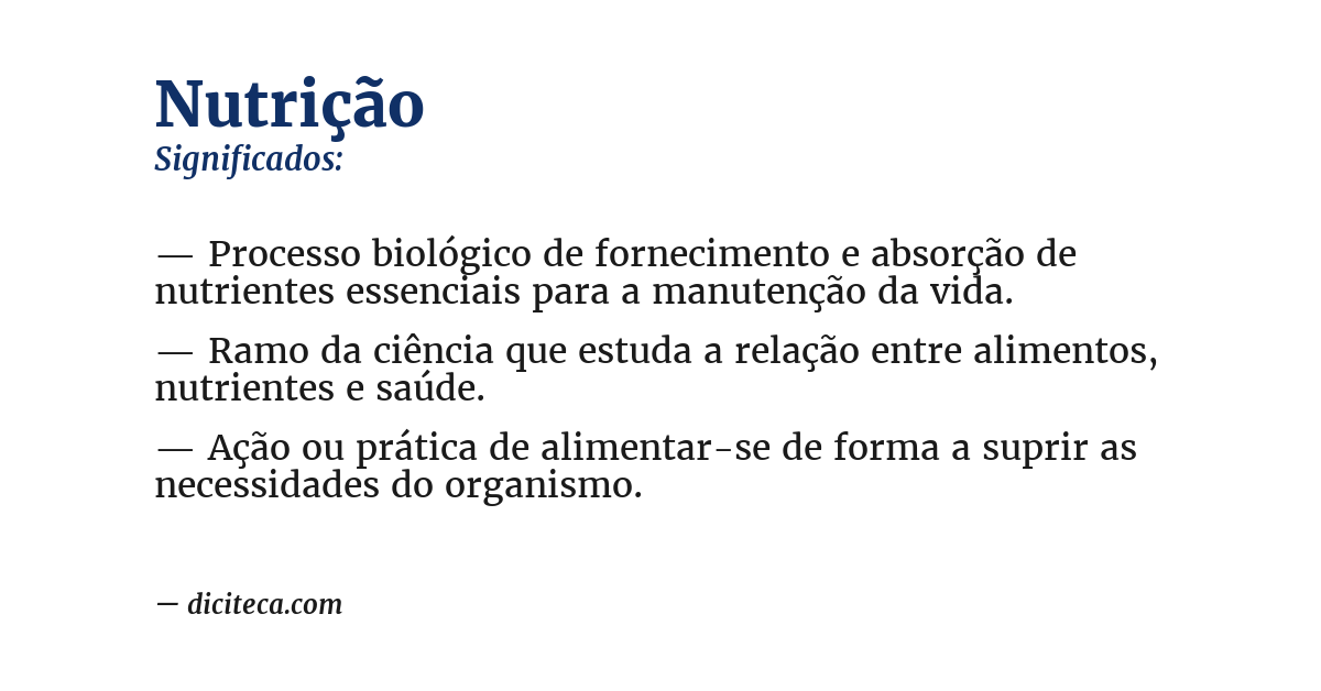 Significado de nutrição