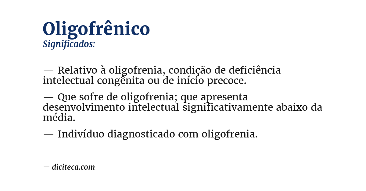 Significado de oligofrênico