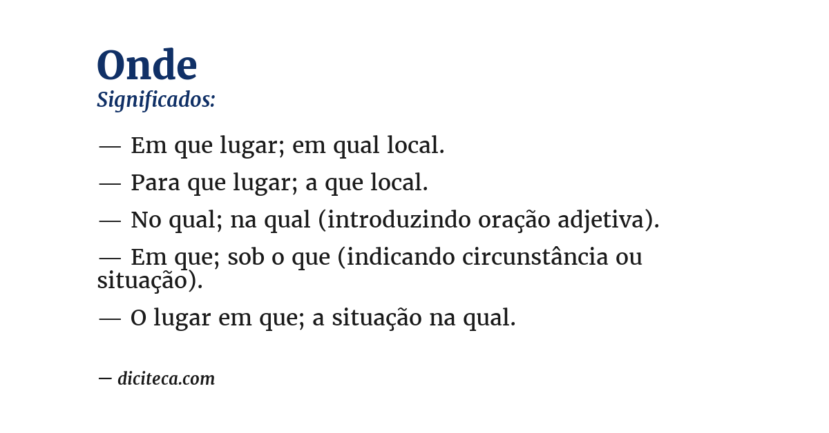 Significado de onde