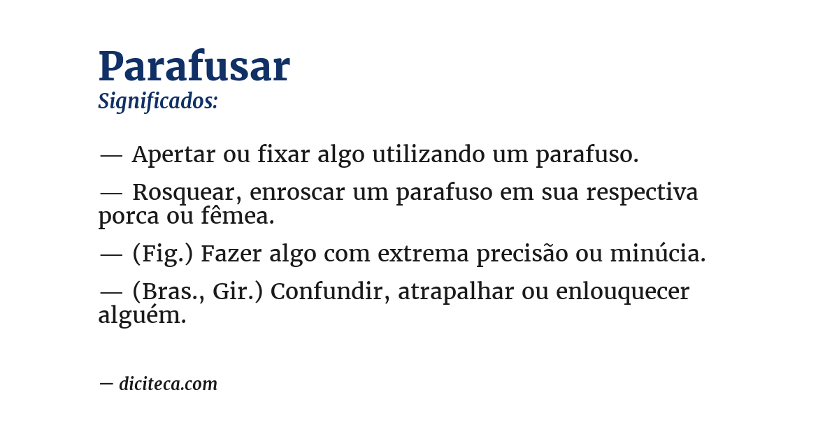 Significado de parafusar