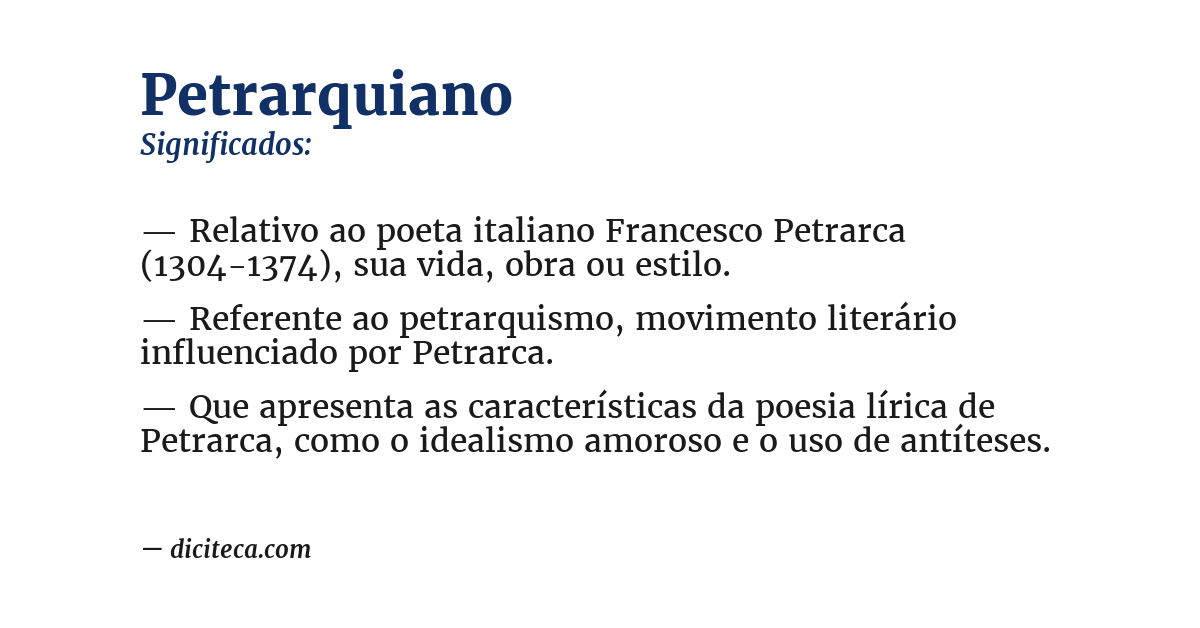 Significado de petrarquiano