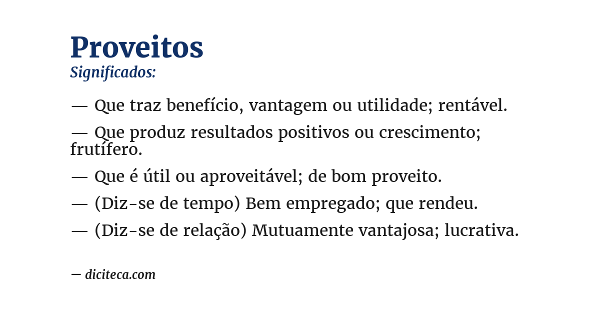 Significado de proveitos