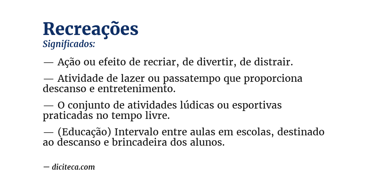 Significado de recreações