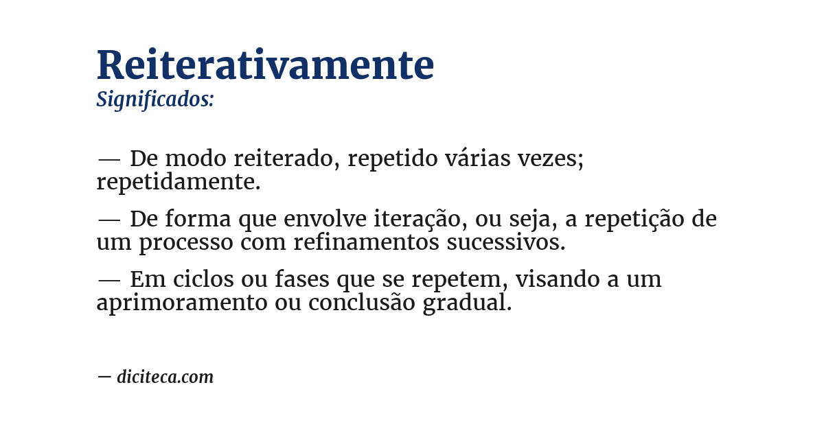 Significado de reiterativamente