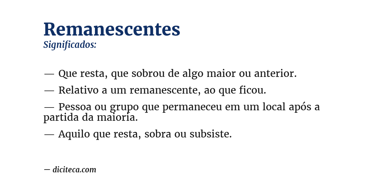 Significado de remanescentes