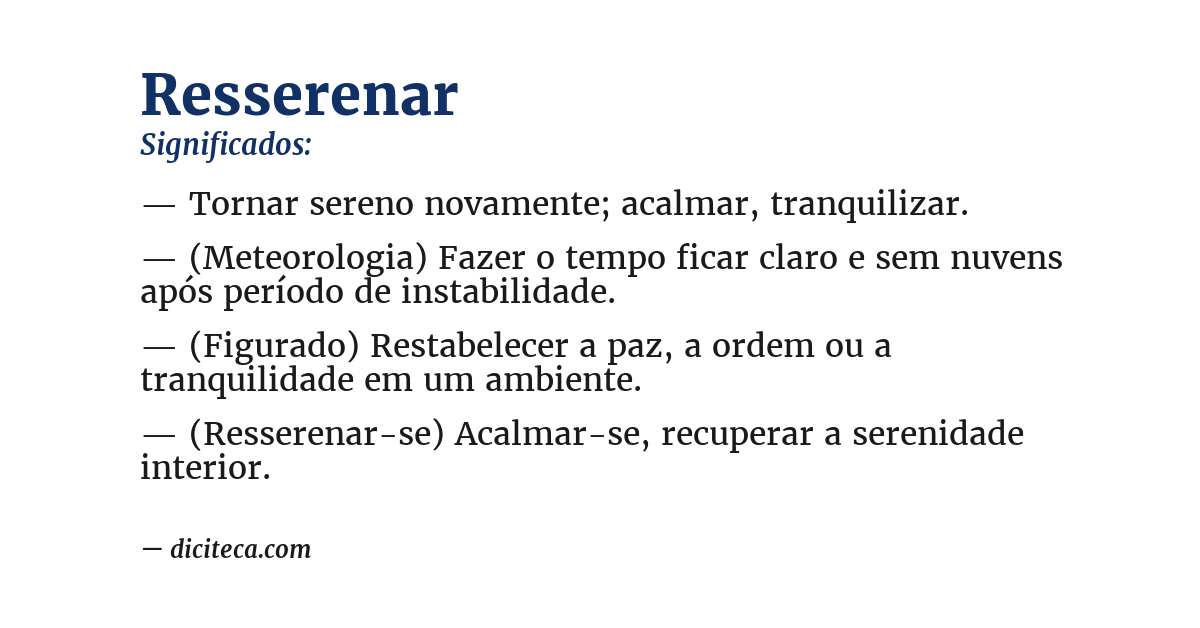 Significado de resserenar