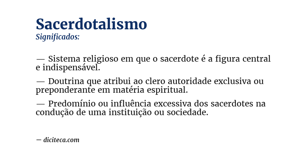 Significado de sacerdotalismo