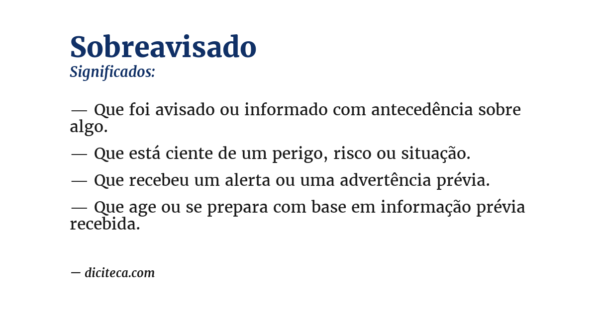 Significado de sobreavisado