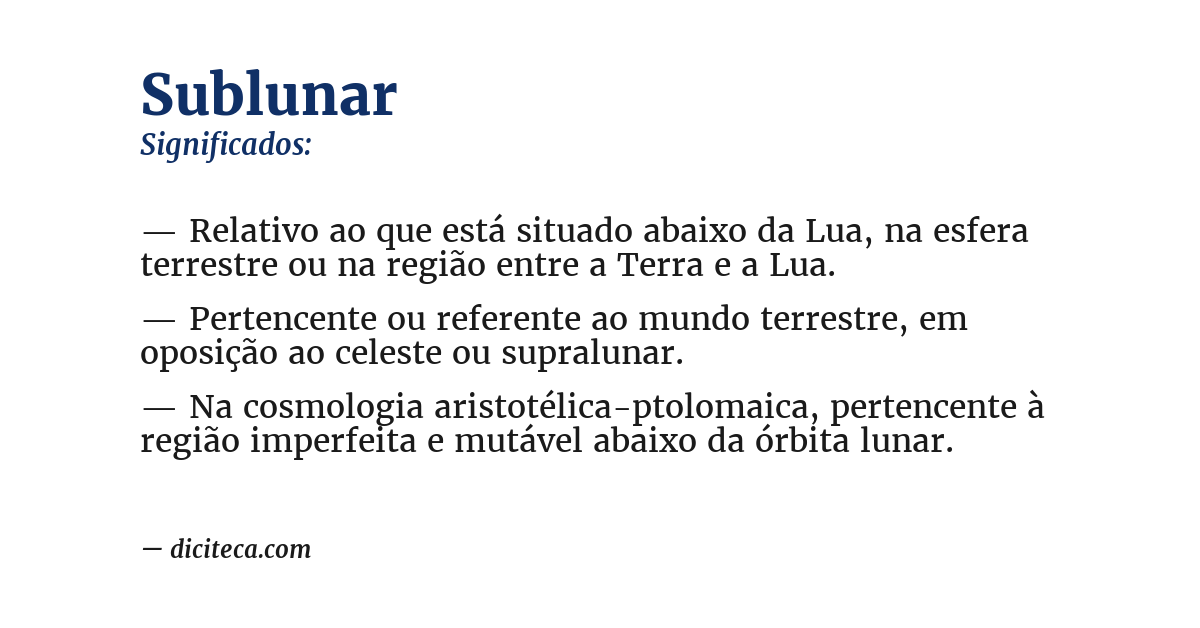 Significado de sublunar
