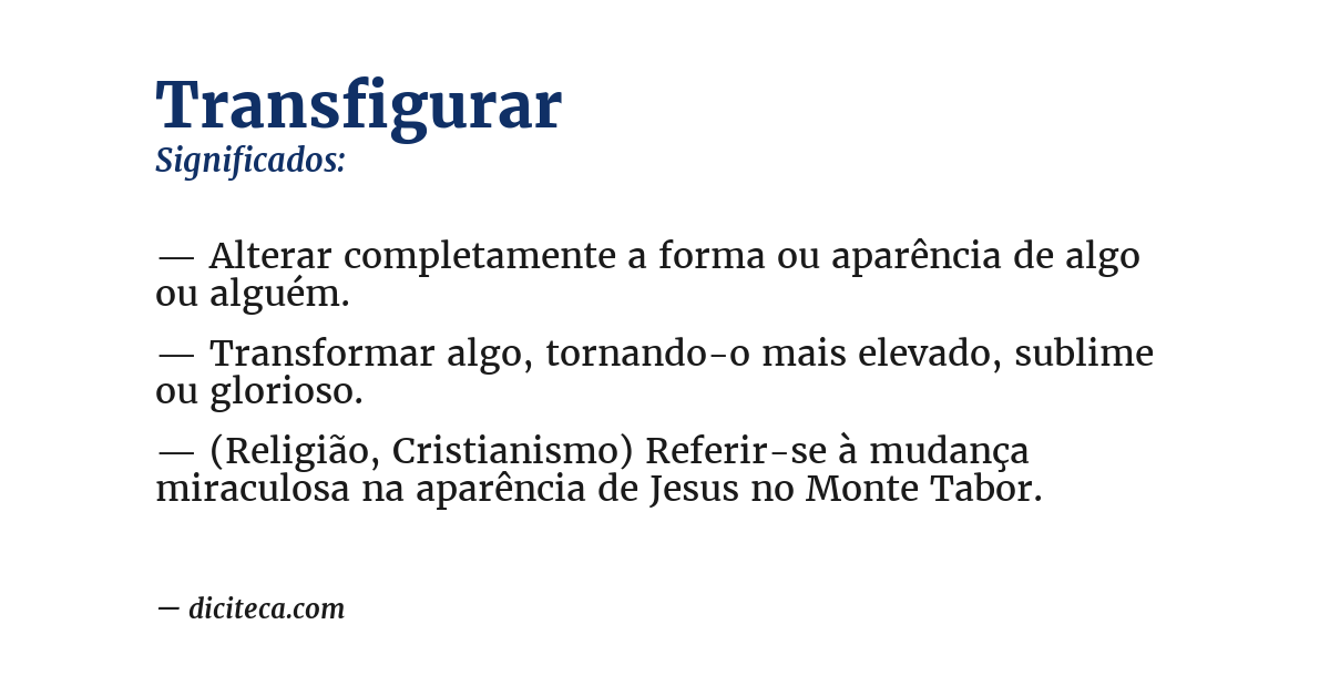 Significado de transfigurar