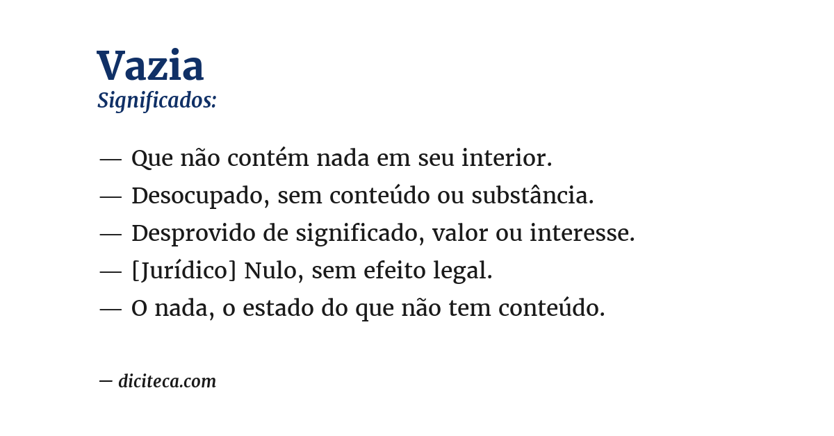 Significado de vazia