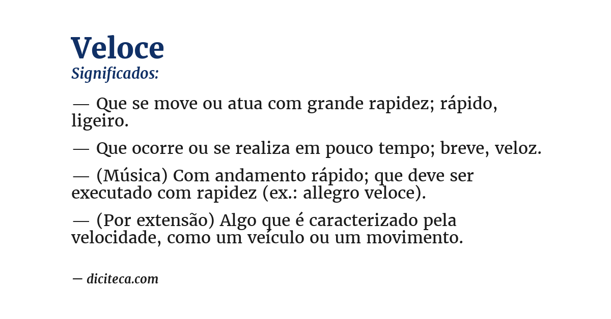 Significado de veloce