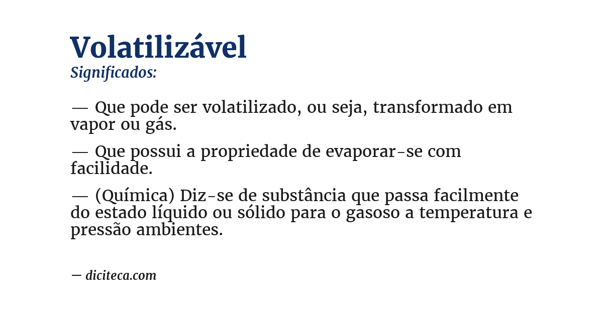 Significado de volatilizável