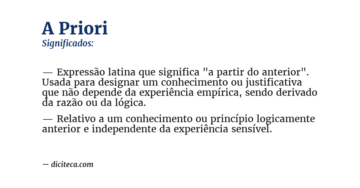 Significado de a priori