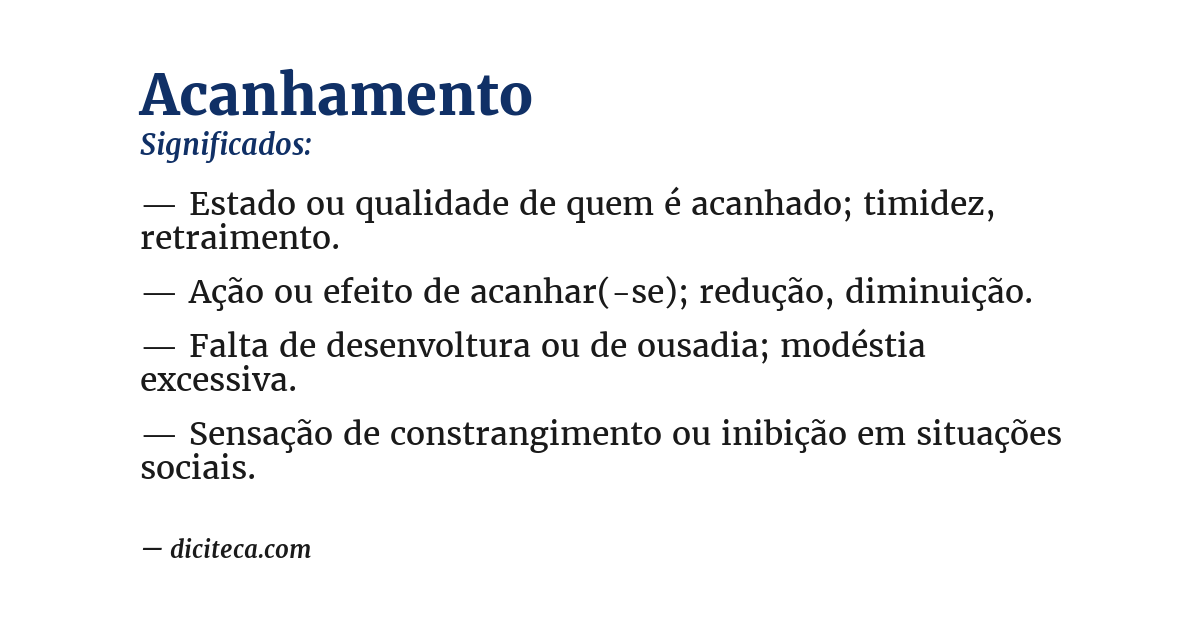 Significado de acanhamento