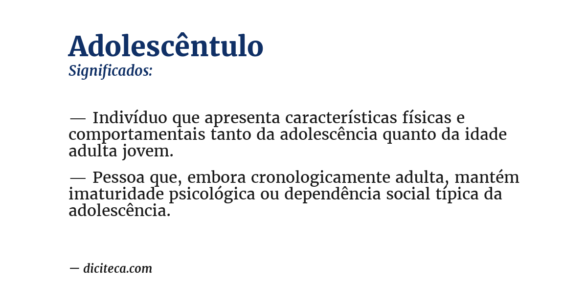 Significado de adolescêntulo