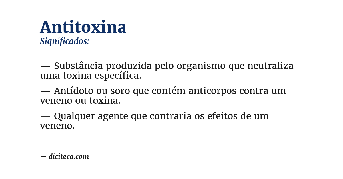 Significado de antitoxina