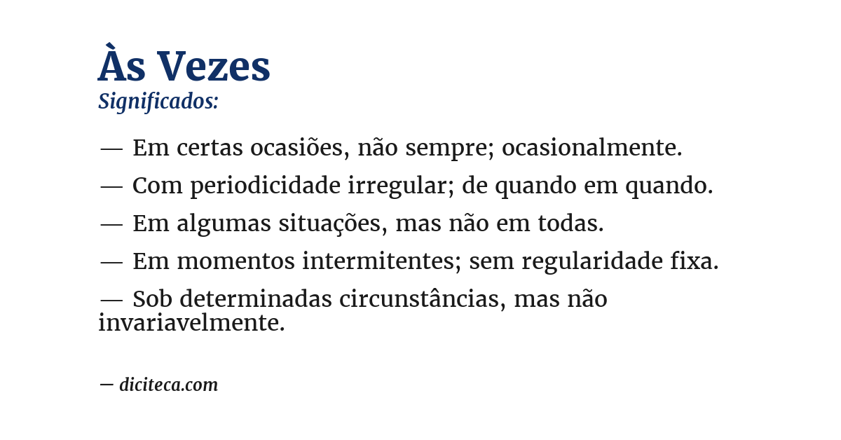 Significado de às vezes